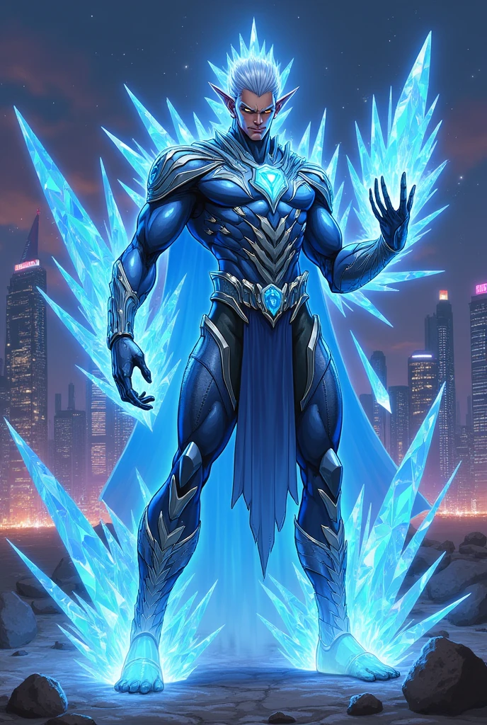 a male supervillain named Crystal Shadow anime version easy to draw