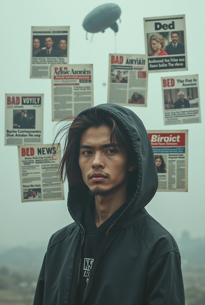 Create an image of me with multiple news blocks and AIRDROP multiple blocks around my photo as realistically as possible