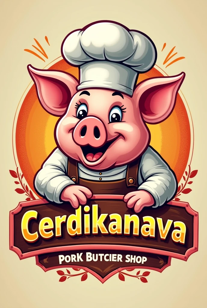 Cereal logo for a pork butcher shop called CERDIKANAVA 