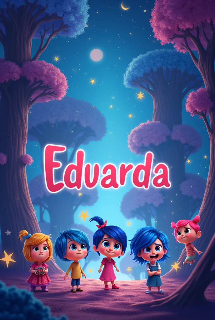 A wallpaper with the name Eduarda,remembering that I am an child,e o wallpaper tem que ser aesthetic,and I want it to have the theme of the movie Inside Out 2,and I want the wallpaper to look good lying down because I'm going to use this wallpaper on the iped
