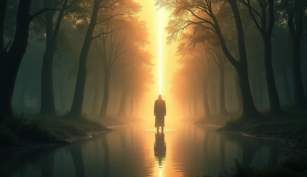 (masterpiece:1.2,Exceptional Quality,God-like,Cinematic Experience),32k,wallpaper, God standing in the garden of Eden,(Diffuse reflection of a gigantic God towering over trees looking downwards glowing with light:2.0) #Landscape #Realistic #Scene Design #SeaArt Infinity, Style Raw, UHD