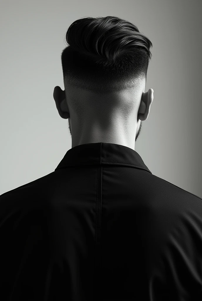 create photo of man from behind without showing face with mid fade haircut