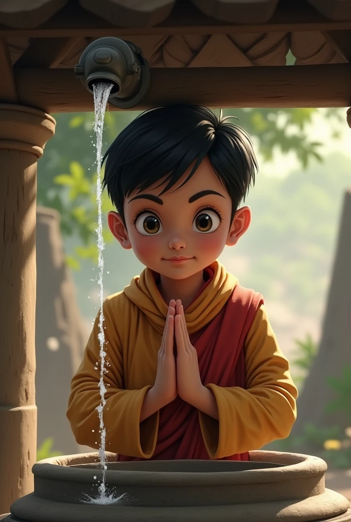 Nepali boy having light black hair The side-parted comb-over and eyes and light skin who looks realistic as possible and human posing Namaste
Creat it like screech