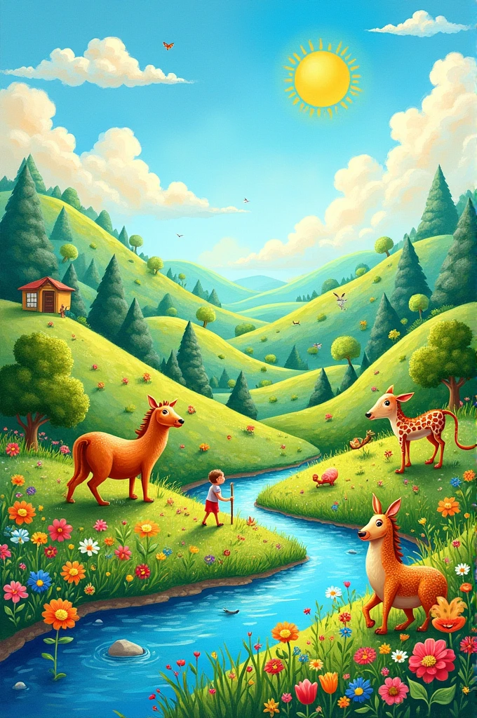 Kids painting of a scenery