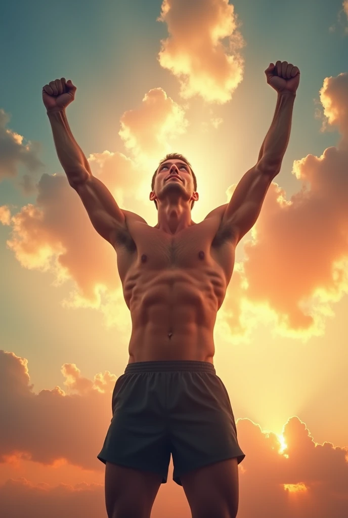 Human, athlete, hands raised, Good luck, sky, torso, motivation, result