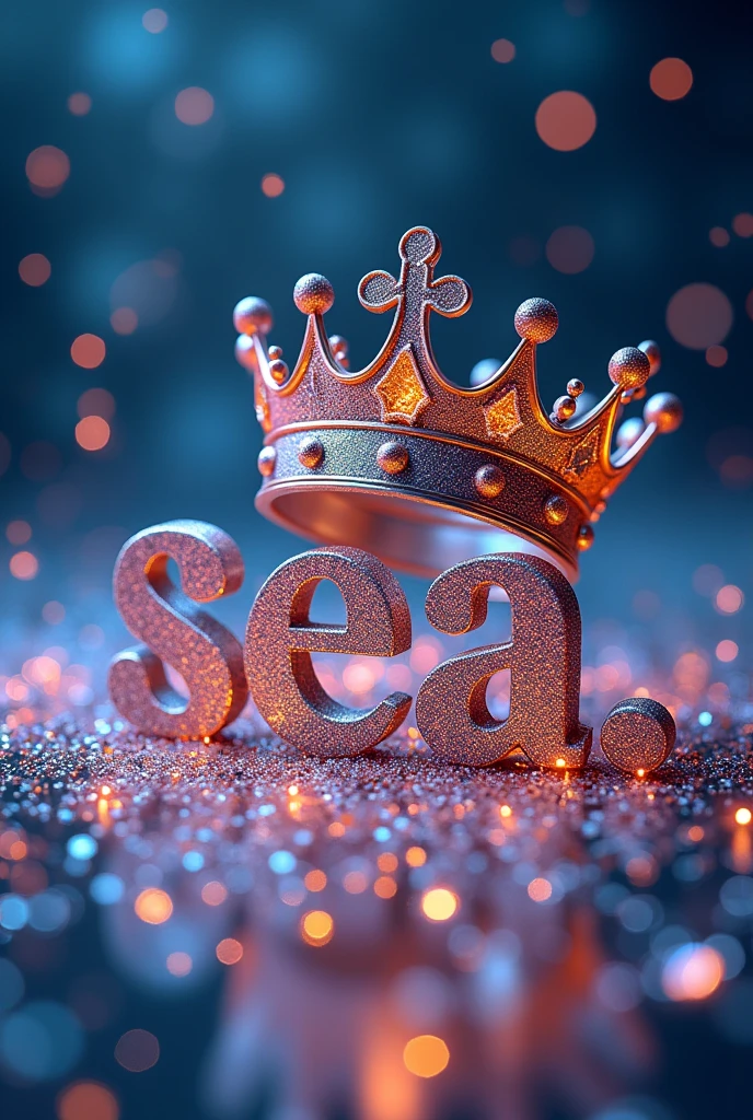 with crown and glitter crown background in corner with 3d letters with lots of light and glitter word clothing_Cris.sea and star large letters in 3d