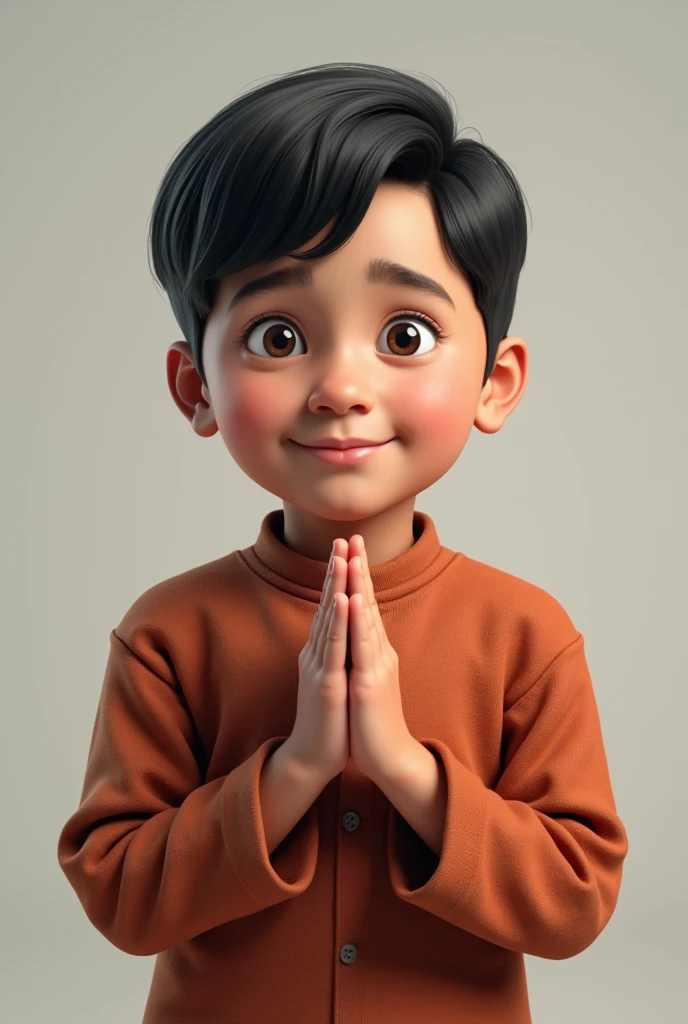 Nepali boy having light black hair The side-parted comb-over and eyes and light skin who looks realistic as possible and human posing Namaste
Creat it like screech