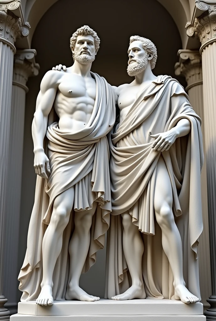 Alexander the Great and his father together in a Greek statue