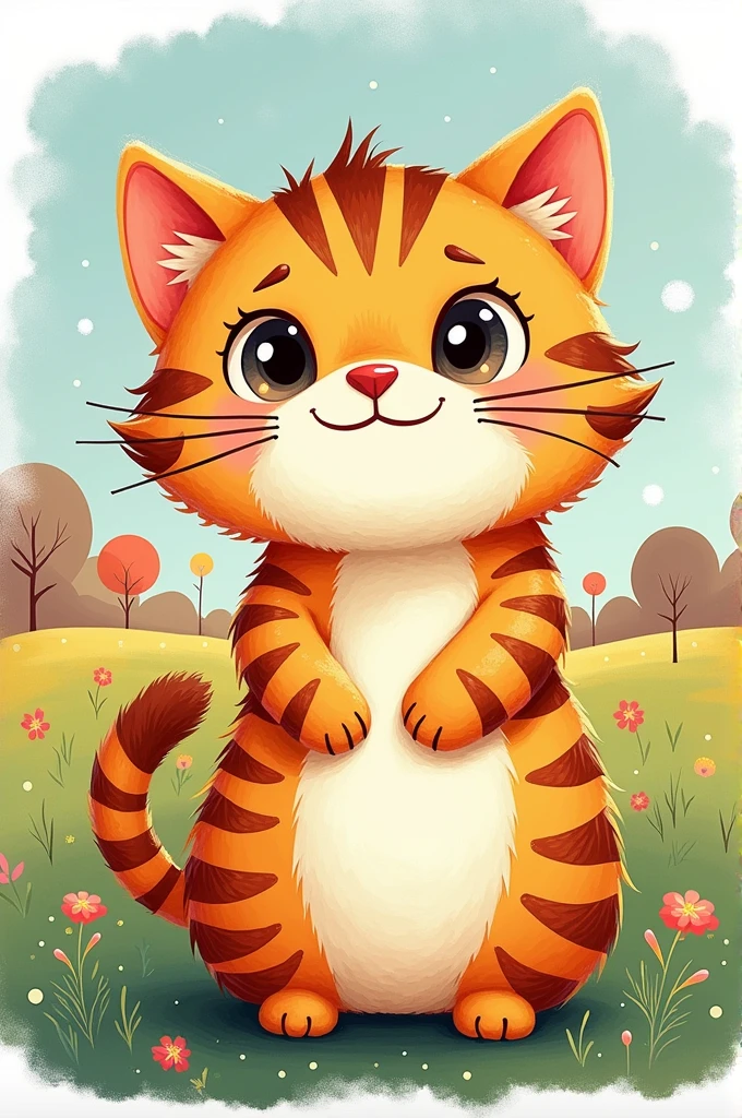 Kids style drawing of Cute lil cat
