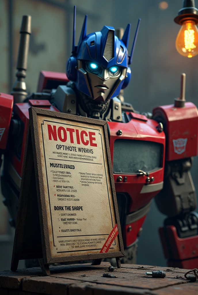 Notice for motorcycle workshop with octimous prime background
