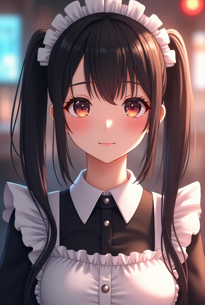 anime girl with black hair and white blouse posing for camera, anime girl in a maid costume, anime moe artstyle, smooth anime cg art, anime cat girl in a maid costume, detailed digital anime art, kawaii realistic portrait, cute anime girl portrait, anime style 4 k, cute anime girl portraits, guweiz on pixiv artstation