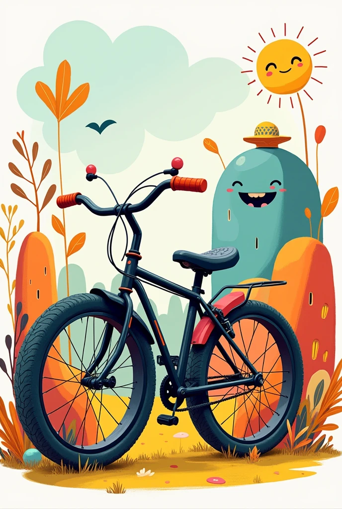 Kids style drawing of a bicycle