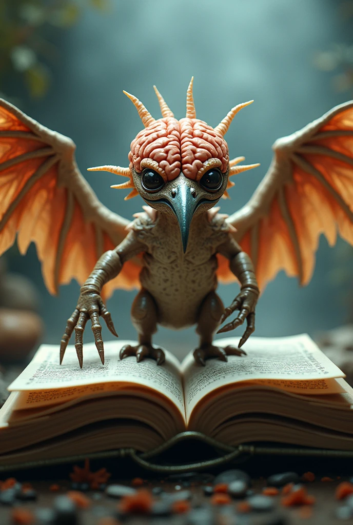 Smart book with brain, wings and bills