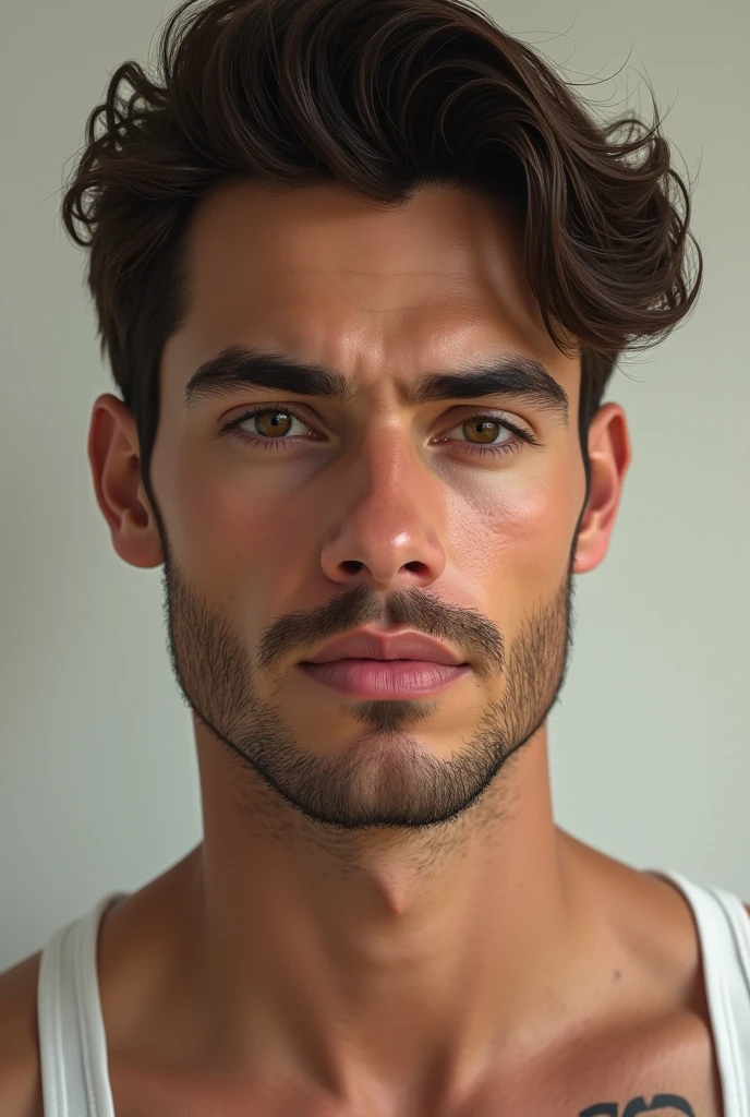 La beauté d'un homme physiquement et un beau visage parfait