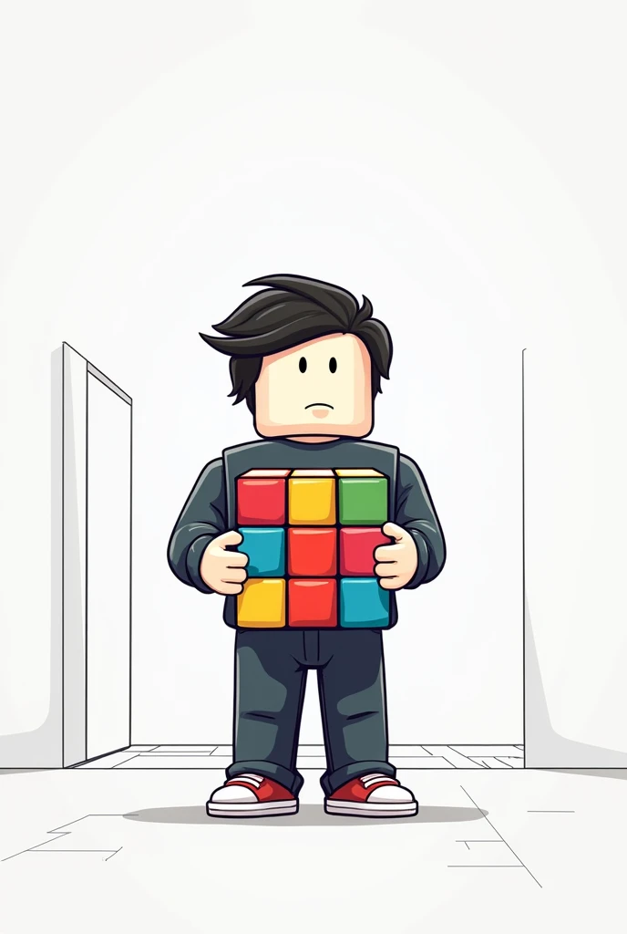 A drawing of a NOOB (Roblox)holding the Rubik's cube