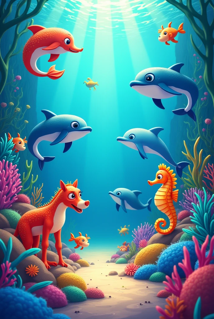 Explore the Vibrant World of Ocean Animals 4k, cartoon, stylized