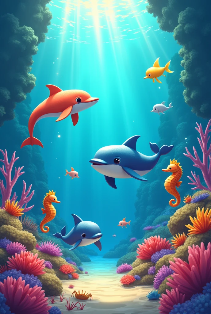  Explore the Vibrant World of Ocean Animals 4k, cartoon, stylized