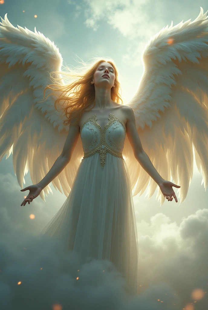 god of dreams, blond with white wings
