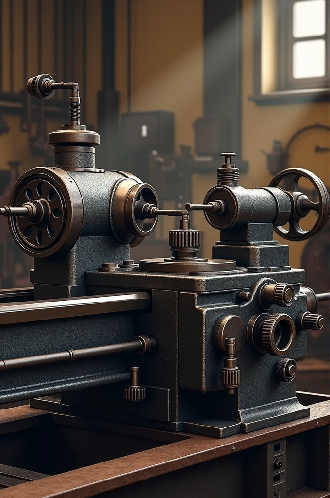 Create an artwork for my company Tornearia Moura since 2005 with a drawing of a mechanical lathe 
