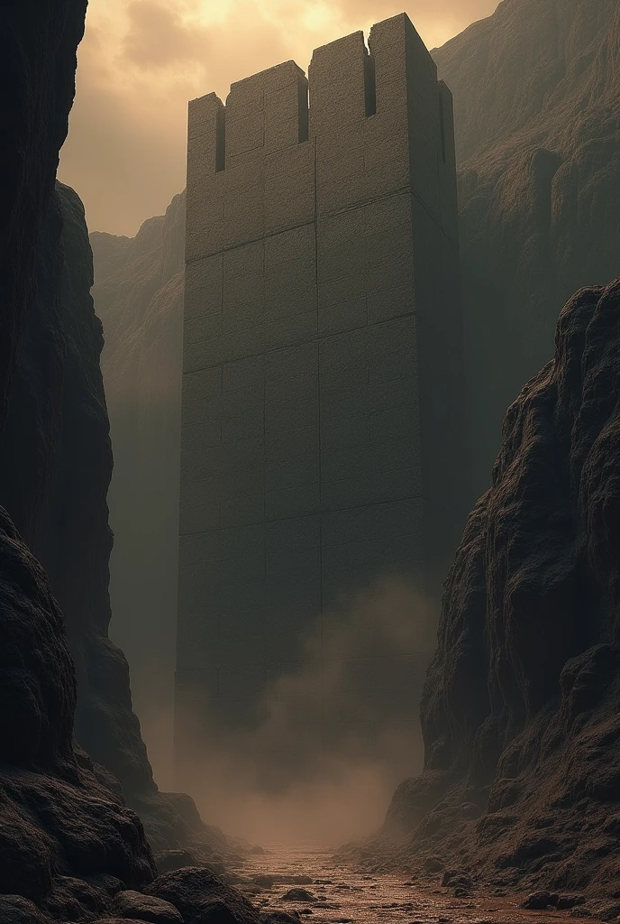 I want a very large smooth stone wall with a dark background with dark brown tones