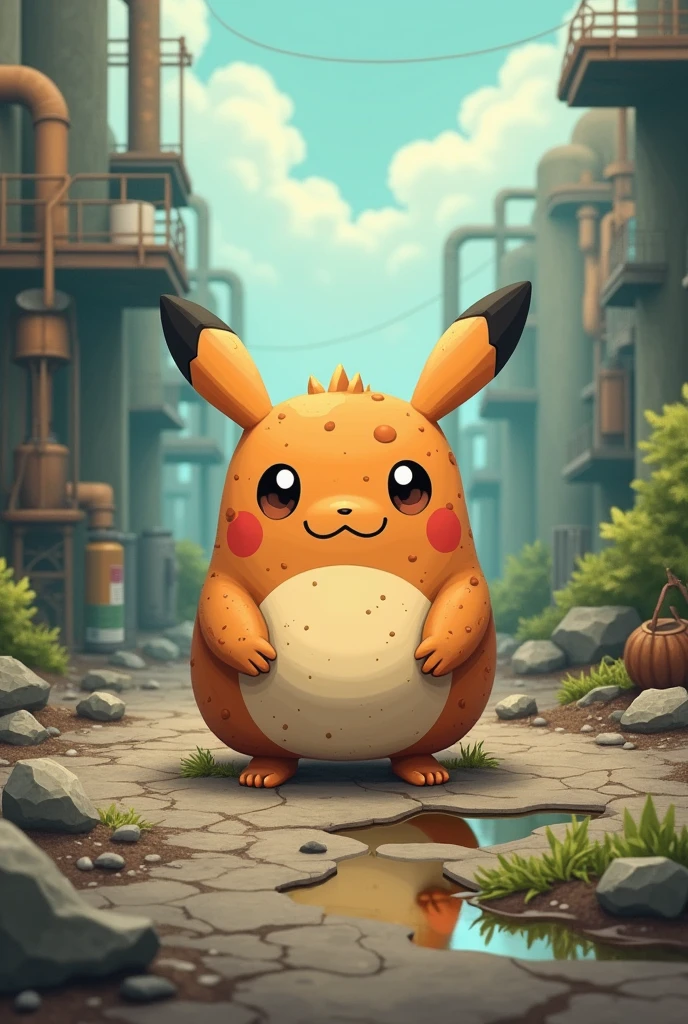 A cute character pokemon type that representates the ground contamination