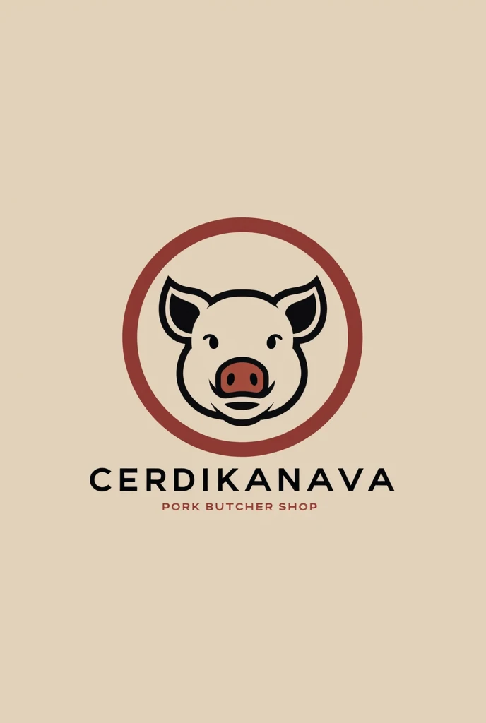 Cereal minimalist logo for a pork butcher shop called CERDIKANAVA Make it more focused on a butcher shop with the image of a pig Generate another Vector of a ping head General other