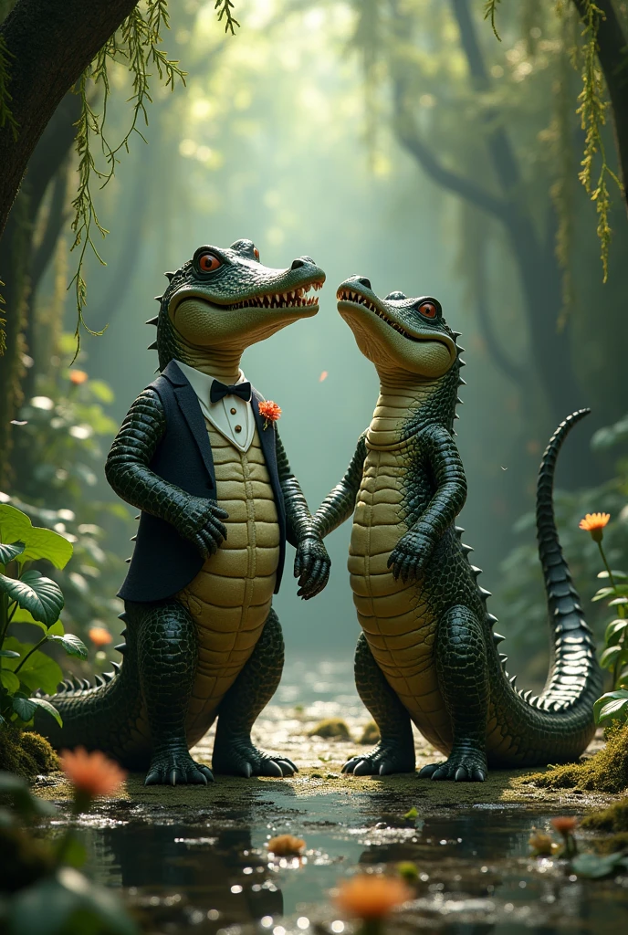 Crocodile getting married in secret