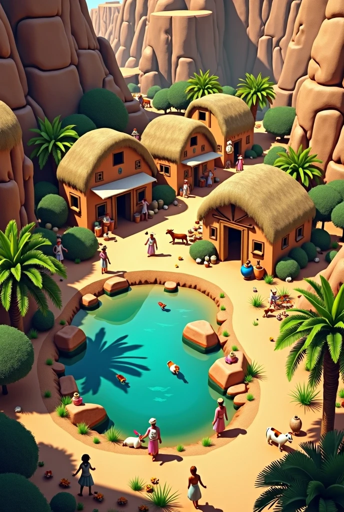 tiny village built around a natural oasis