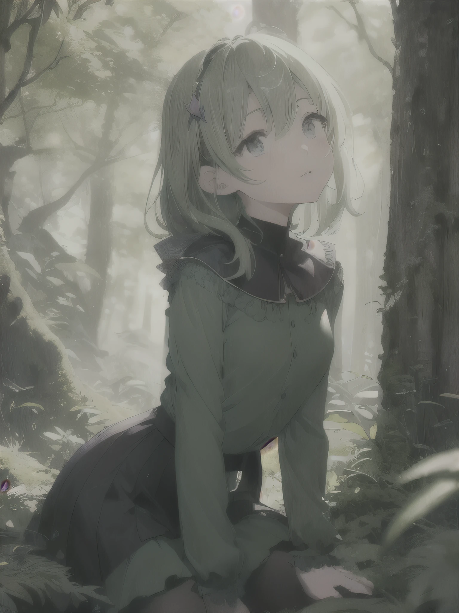 Dans un pré vert se tient une jeune fille à la tête d'un groupe de chevaliers.
PAUSE Avec une expression courageuse, elle les guide vers leur destination.
PAUSE Derrière elle, une forêt verte s'étend et au-delà, les montagnes s'élèvent au loin.
PAUSE L'effet le plus approprié pour cette scène serait une technique de peinture à l'aquarelle pour capturer la douceur de la prairie et la fluidité du mouvement..