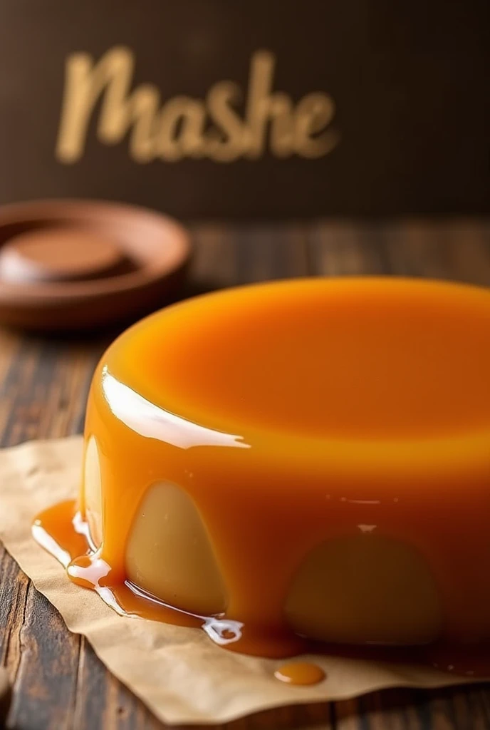Dulce de leche with the name MASHE in the background