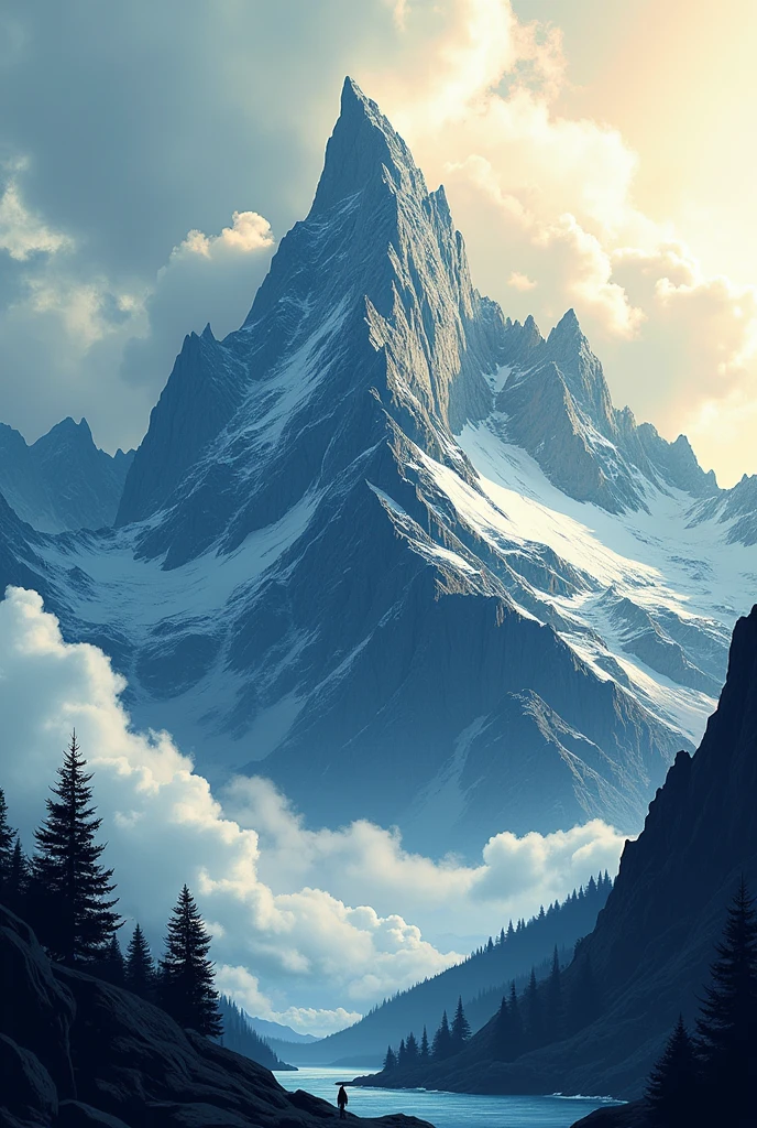 A Mountain with the graphic technique