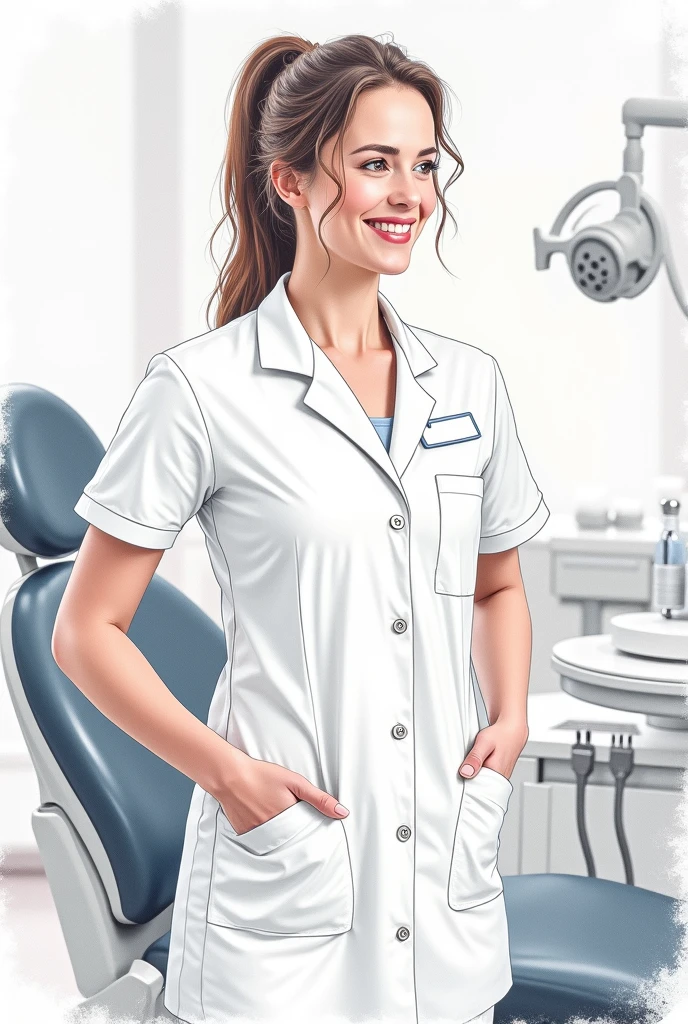 Drawing of a dental nurse in uniform
