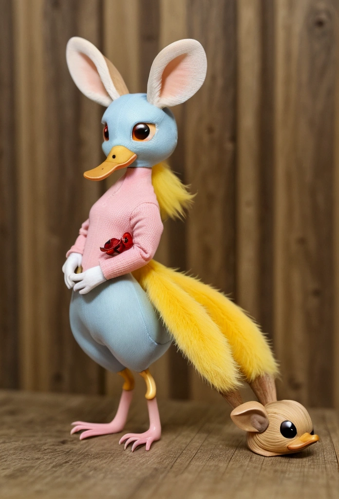 Wolpertinger made of duck + Hase + mouse + In bright colors + Anime-Series