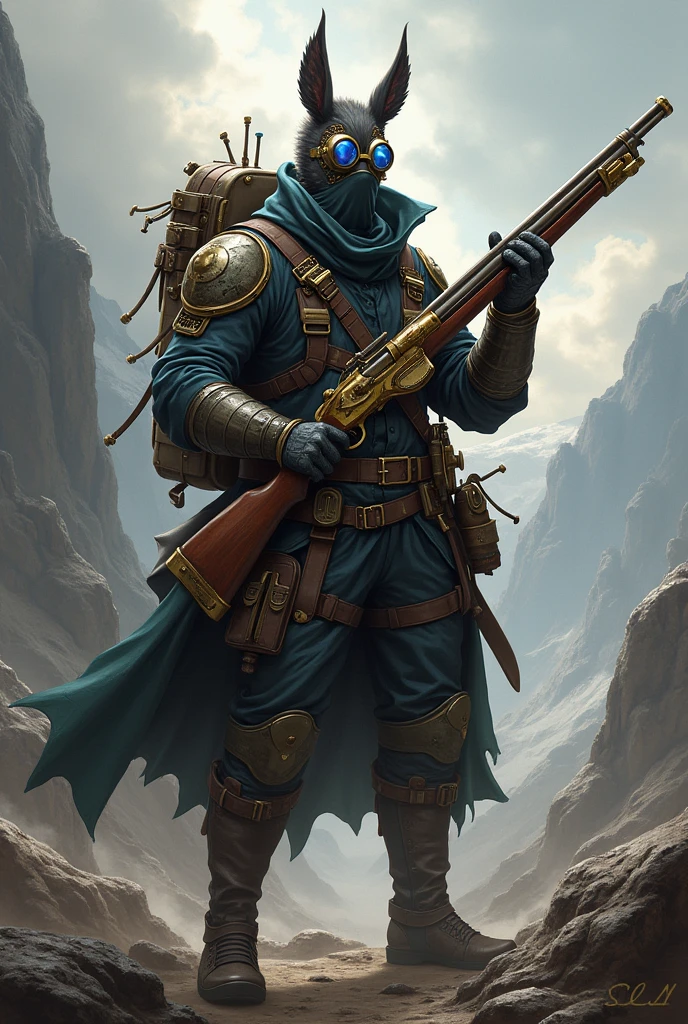 A Tormenta character of the Inventor class whose weapon is a musket.