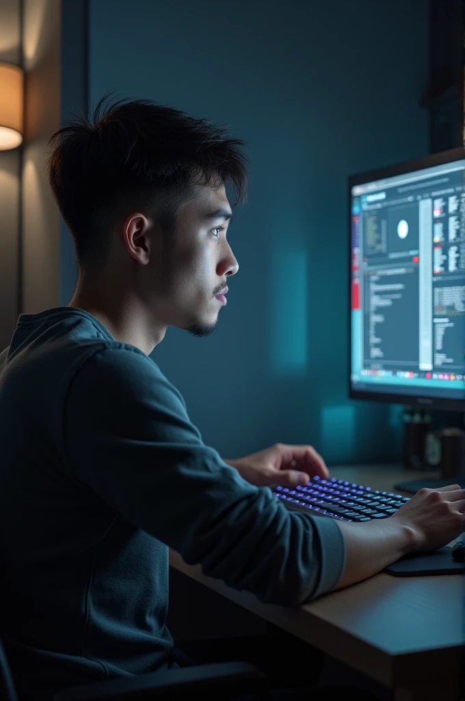 Young male on computer
