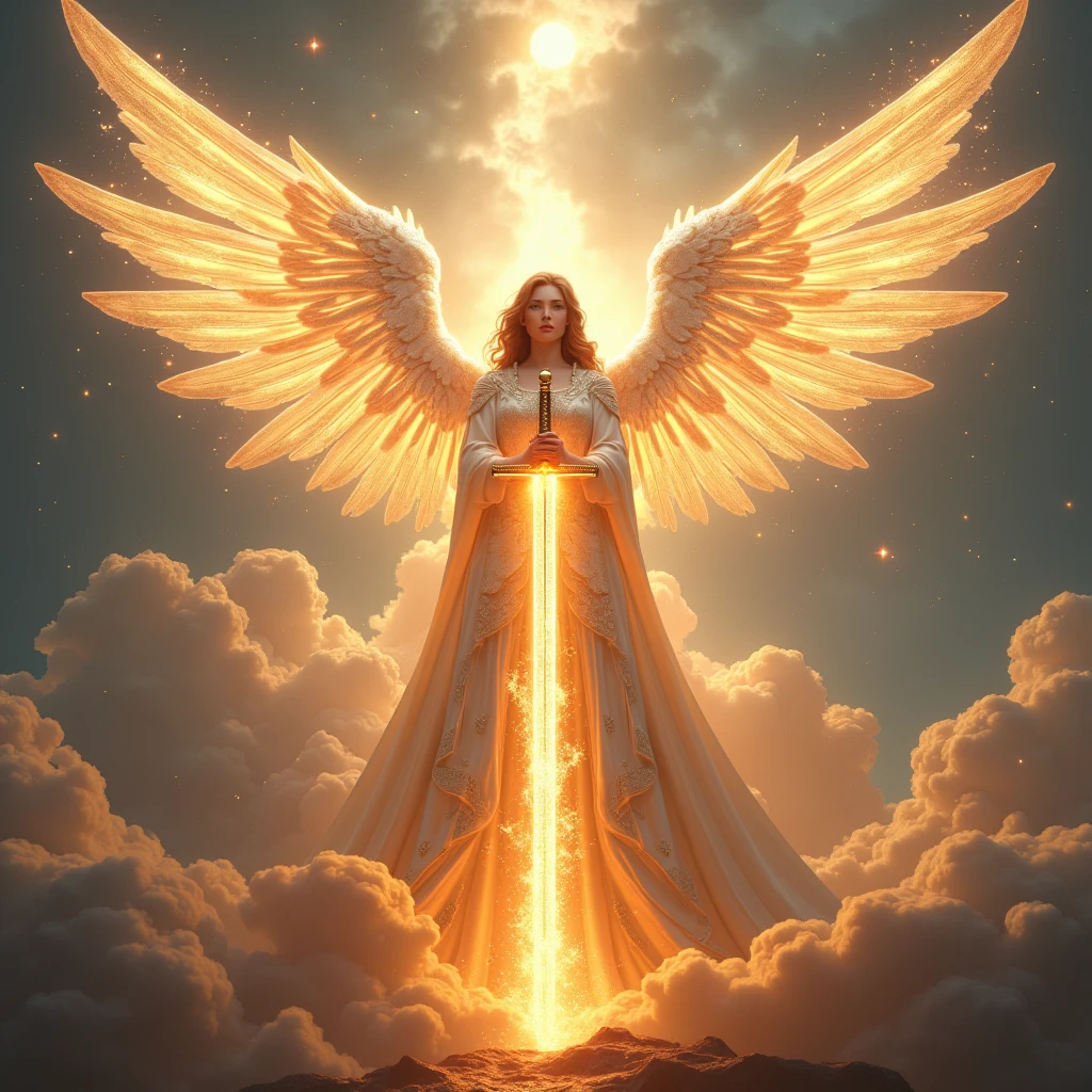 I want seraph angels with six wings and a flaming sword