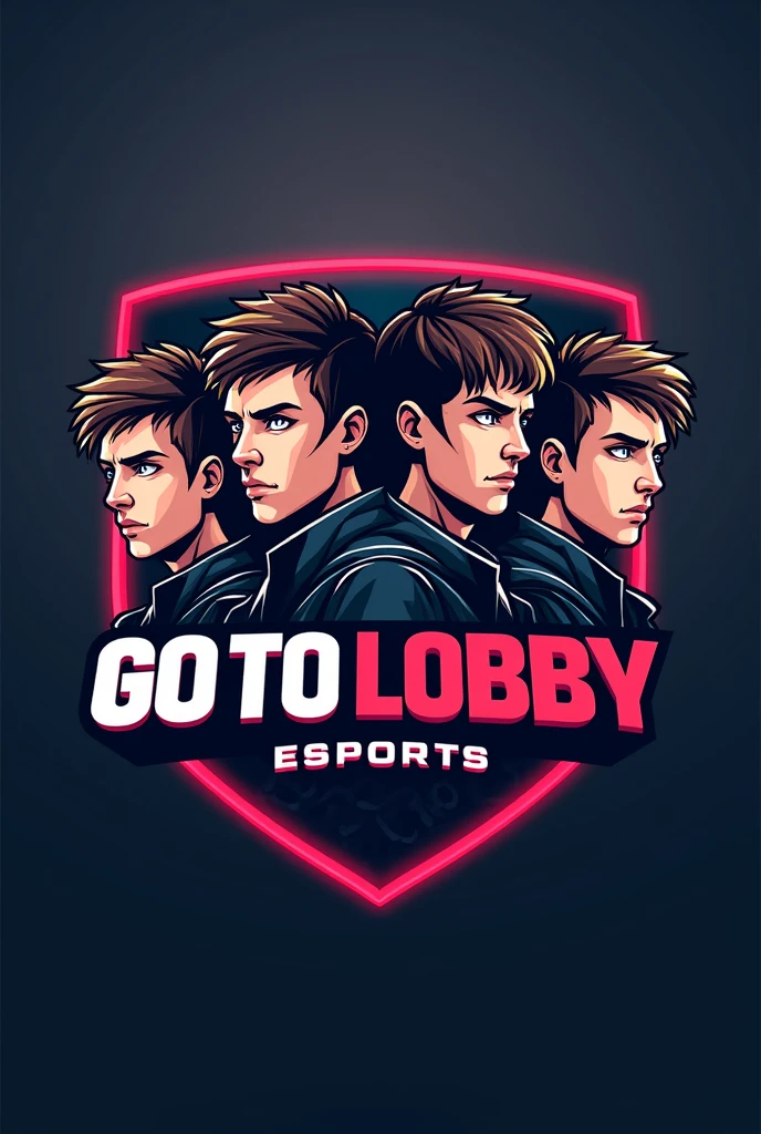 Unique Logo for eSports organization called 'Go To Lobby' where 4 player's ate ready for action