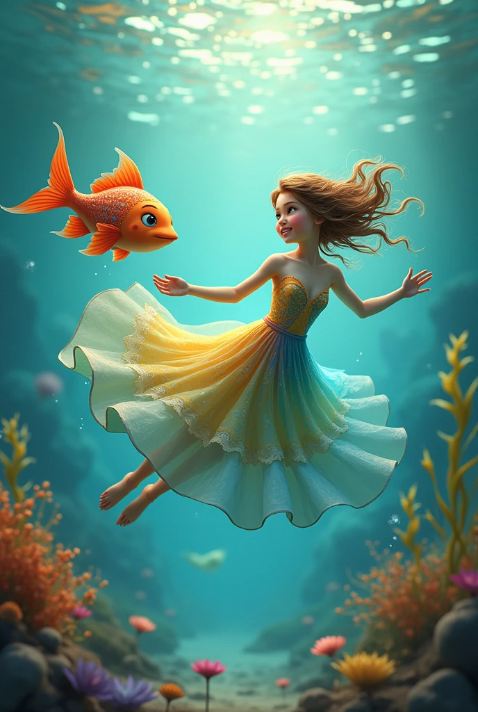 one and a dress for swimming with a friendly fish