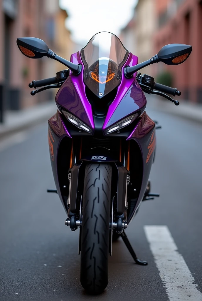KTM 1390 customized with purple and black color with the plate 0873TC Peru