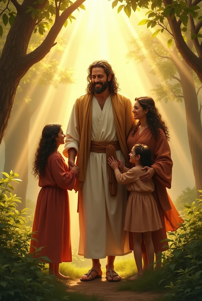Image of Job from the Bible when God gave him back his wealth and family