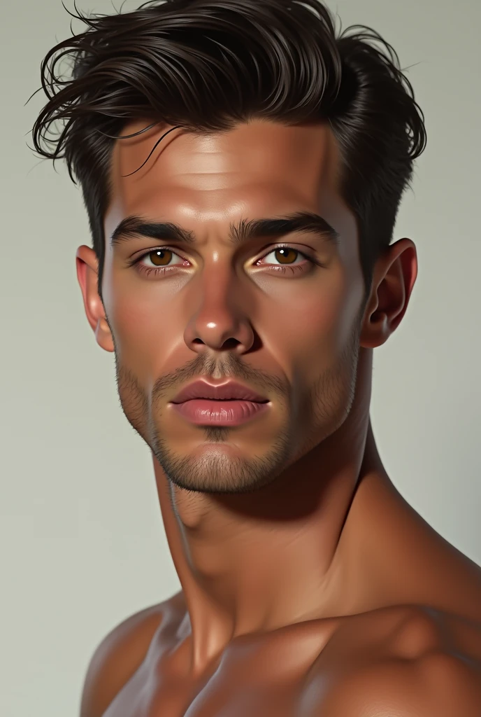 La beauté d'un homme physiquement et un beau visage parfait