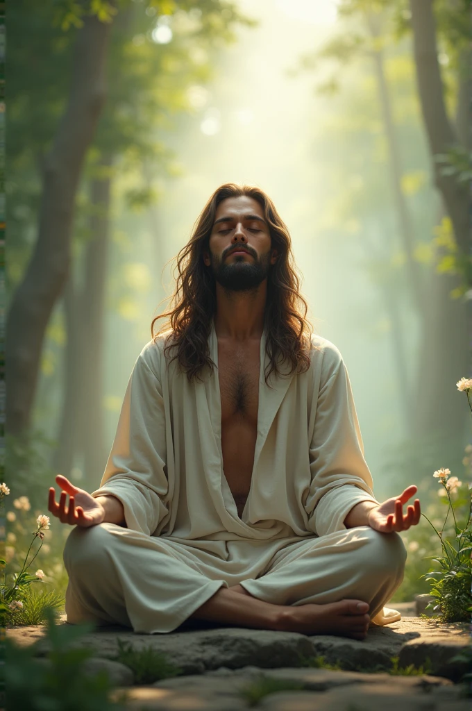A nice man with long hair meditating