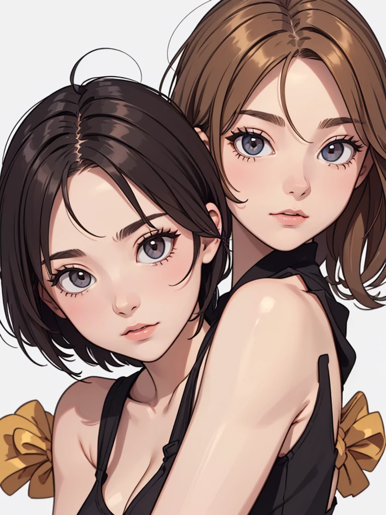(((masterpiece, best quality, ultra highres, 1 girl, solo, no background))), super detailed skin and face and eyes and finger, beautiful japanese woman, flat breasts:1.5, skinny, light brown hair, very short pixie hair, pixie haircut, cowboy shot, white background, 2D anime, boyish, Various clothes, Various poses, Various expressions, Please draw the entire character within the frame, ensuring that the head, arms and legs are not cut off, with the character positioned centrally, female genitals visible through tight clothing, nipple dots:-1, 