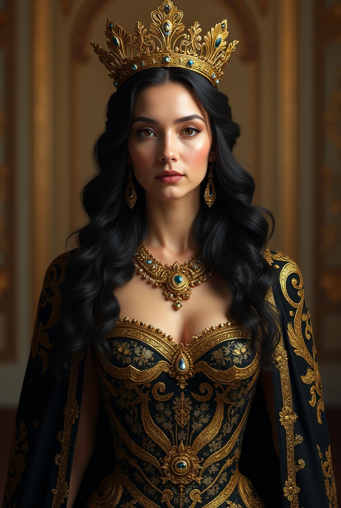 Majestic queen woman black gold