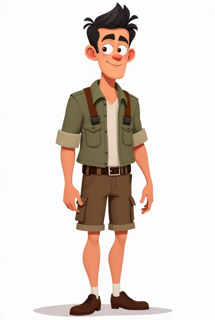 2d cartoon human hunter on white background thin and not sexy, CARTOON