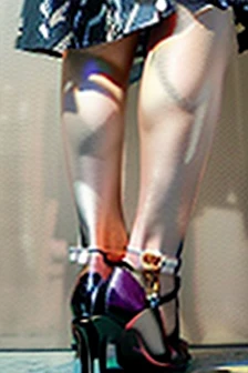 (best qualityer, work of art:1.4), 1 girl, focus on the ass, from low, bikini under clothes, social shirt, covering groin, high-heels, overskirt, work of art, best qualityer, highy detailed,