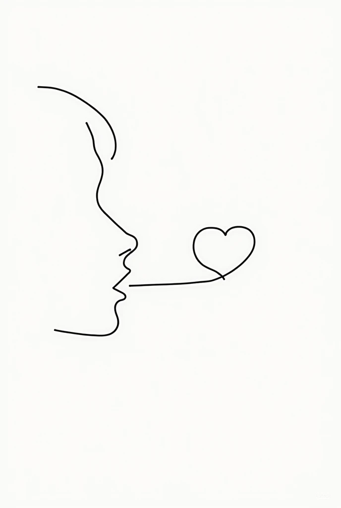 A realistic, fine-line visual identity symbol for speech-language pathologists: must have the outline of a person; the head with a nose and mouth. in the mouth, you are saying something. The mouth and heart should be connected by a line on the inside associated with systemic therapy 