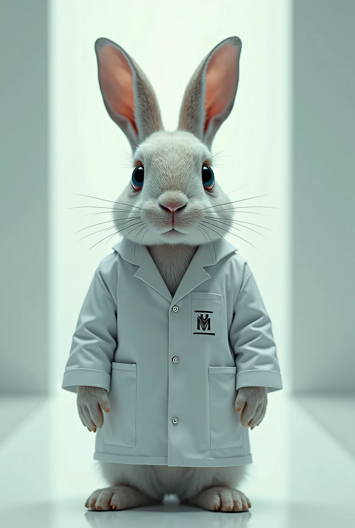 Rabbit dressed as medicine with piercing eyes
