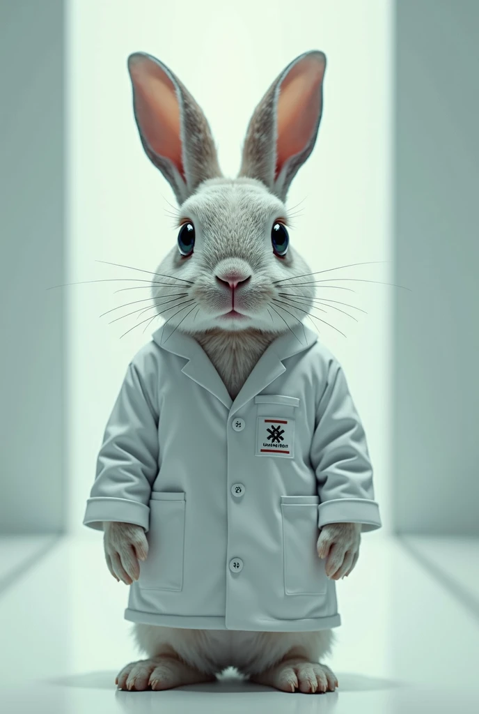 Rabbit dressed as medicine with piercing eyes