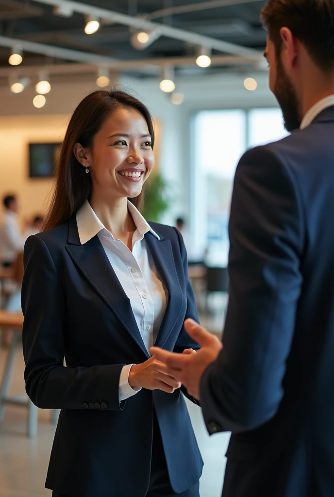create a realistic image of a salesperson with an effective customer attitude